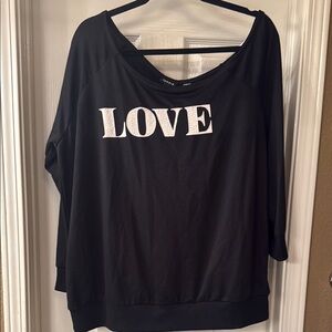 Torrid Black 'LOVE' Graphic top. Size 1 NWT